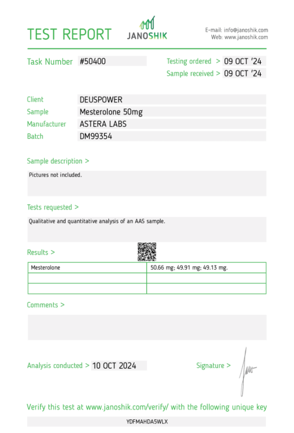 MESTEROLONE ORAL STEROID IN TABLETS Astera Labs - obrazek 2